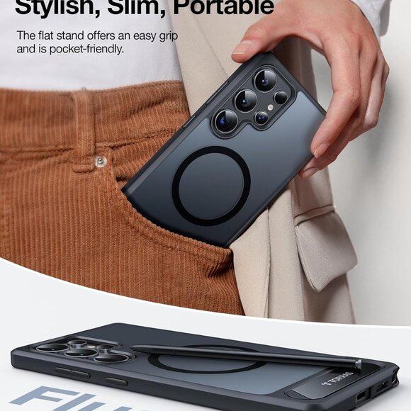 Samsung Galaxy S25 Ultra Case MagSafe Kickstand Magnetic Seamless Stand-Black - Picture 9 of 11